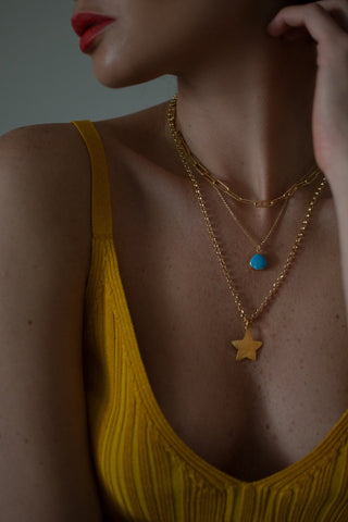PAPERCLIP + TURQUOISE HOWLITE + STAR NECKLACE | SET